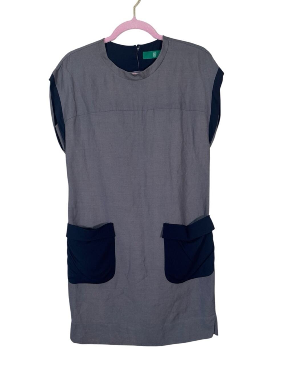 Kuho Blue Grey Colorblock Mini Shift Dress Womens S Casual Preppy Corpcore